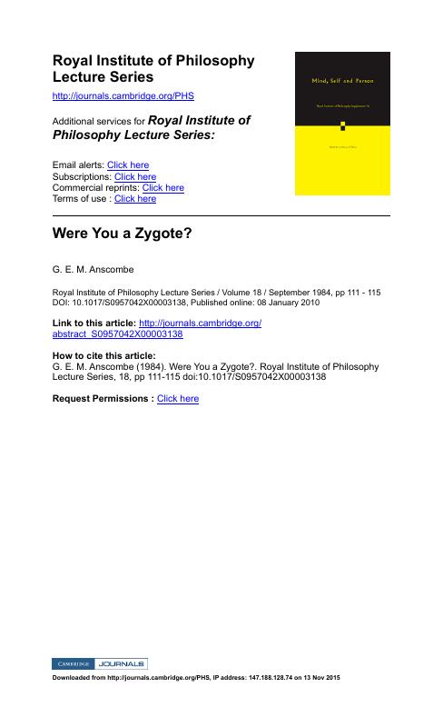 Were You a Zygote?