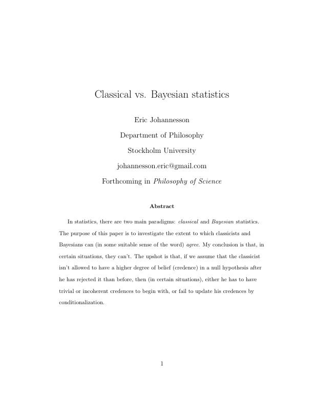 Classical vs. Bayesian statistics