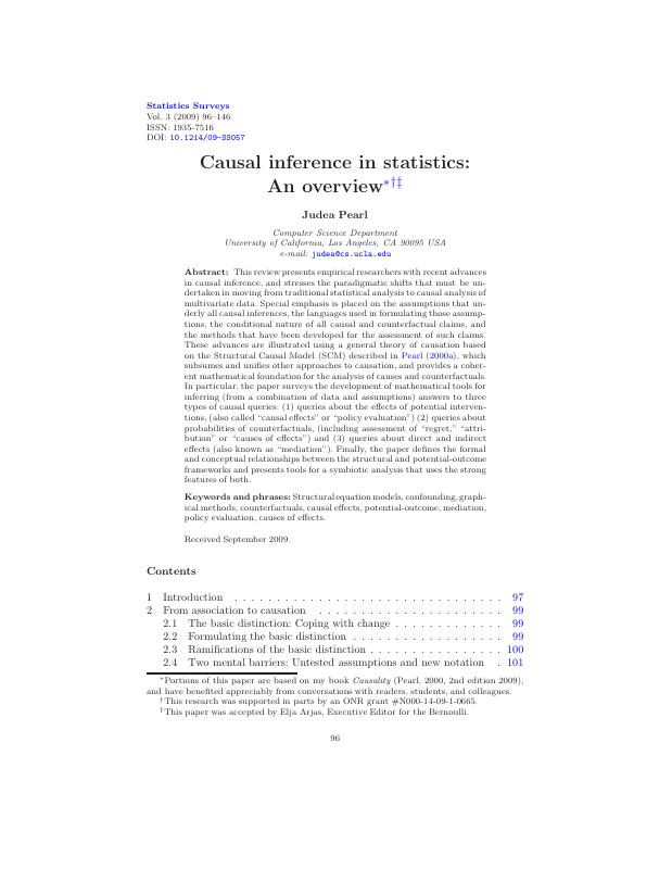 Causal inference in statistics: An overview