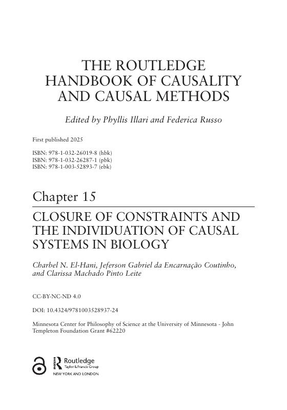 Closure of Constraints and the Individuation of Causal Systems in Biology