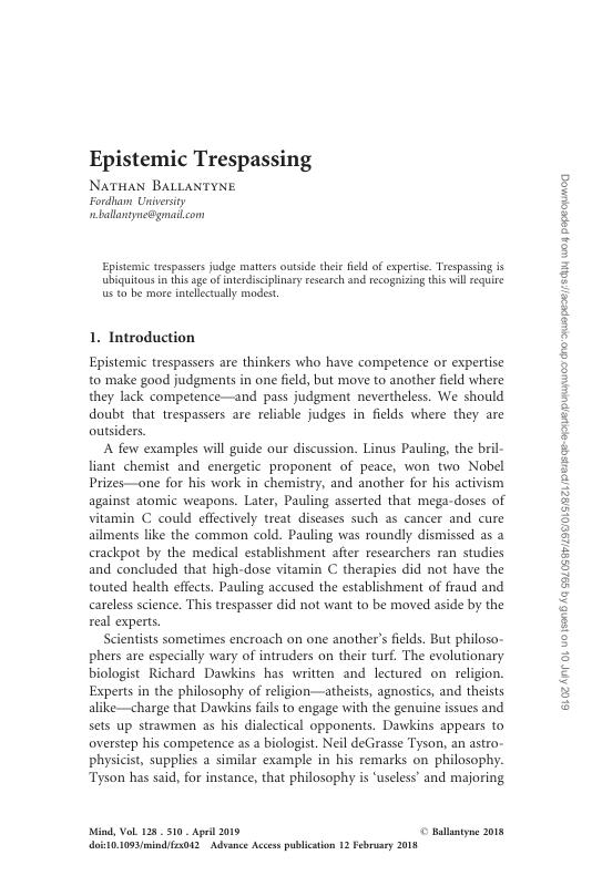 Epistemic Trespassing