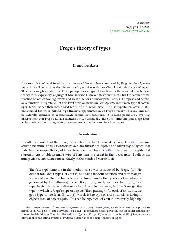 Frege’s Theory of Types