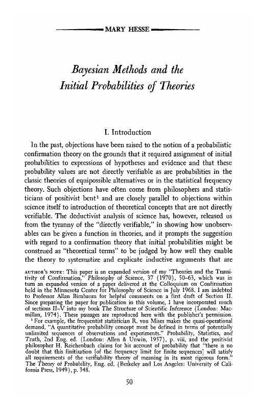 Bayesian methods and the initial probabilities of theories