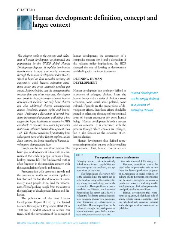Human development: definition, concept and larger context