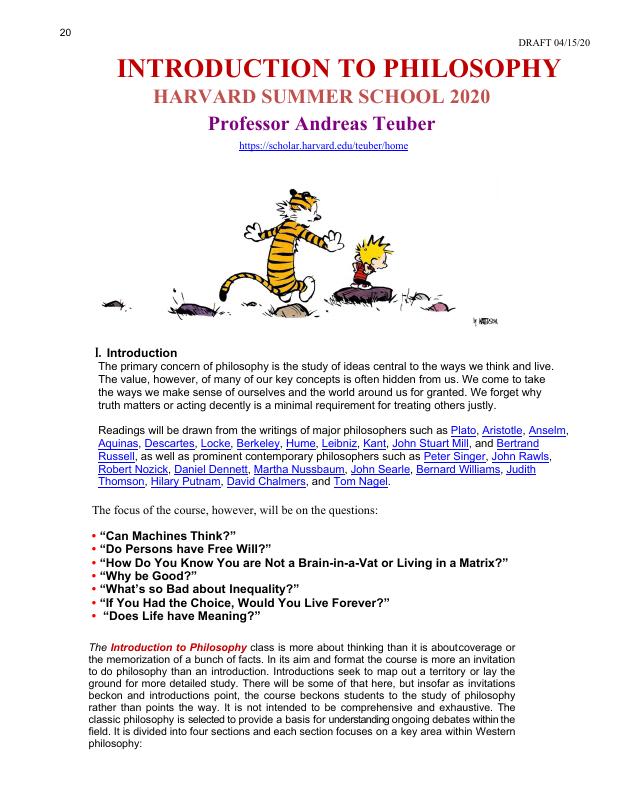 PHIL S-4-INTRODUCTION TO PHILOSOPHY SYLLABUS (Harvard Summer School 2020) (5)-1