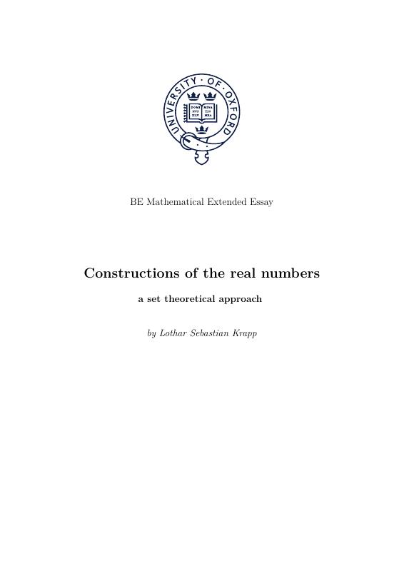 Constructions of the real numbers a set theoretical approach