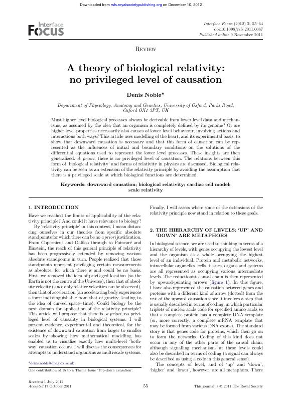 A theory of biological relativity: no privileged level of causation