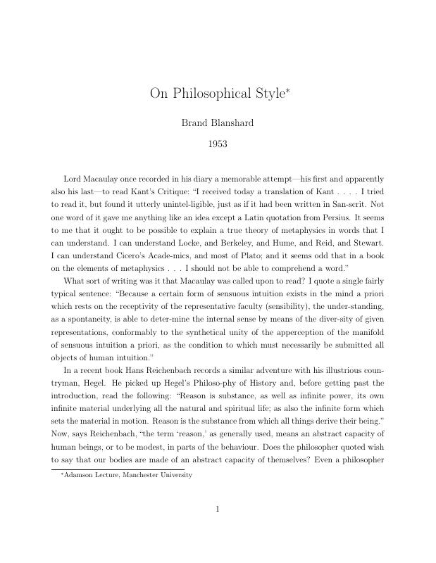 On Philosophical Style