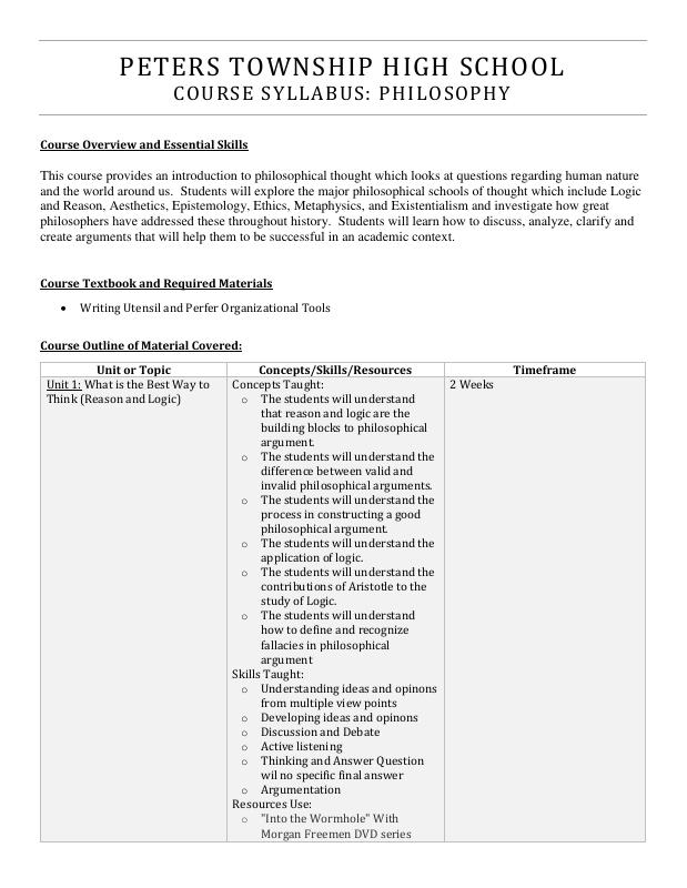 Course Syllabus: Philosophy