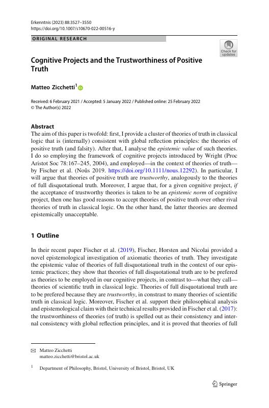Cognitive Projects and the Trustworthiness of Positive Truth