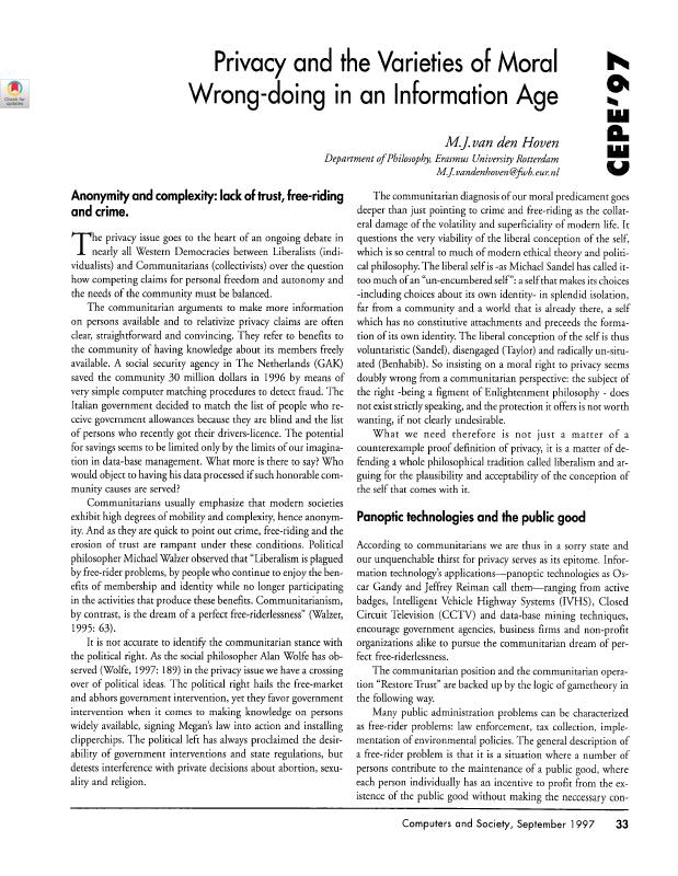 Privacy and the varieties of moral wrong-doing in an information age