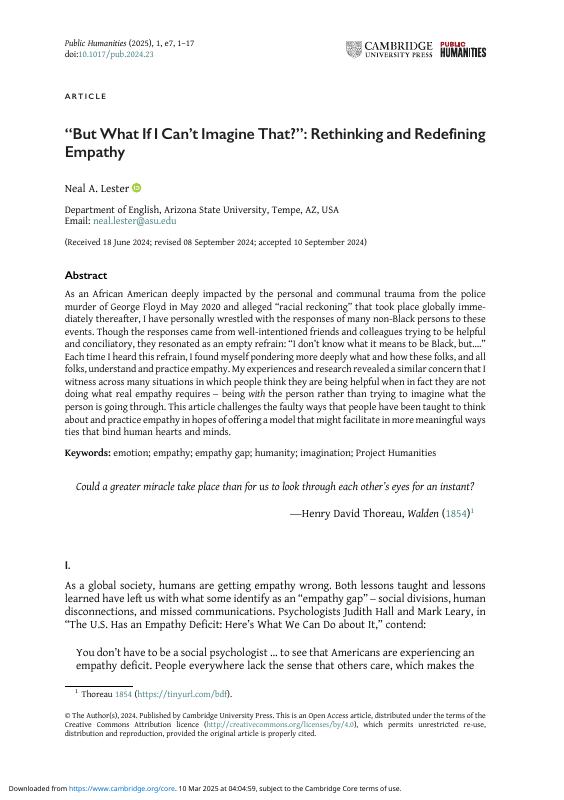 “But What If I Can’t Imagine That?”: Rethinking and Redefining Empathy