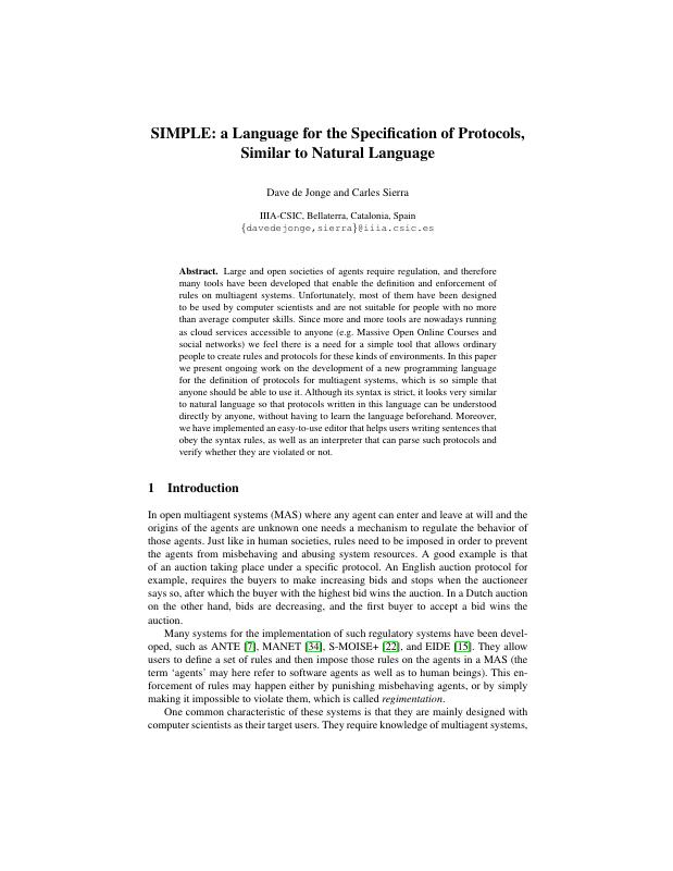 SIMPLE: a Language for the Specification of Protocols,