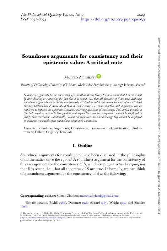 Soundness arguments for consistency and their epistemic value: A critical note