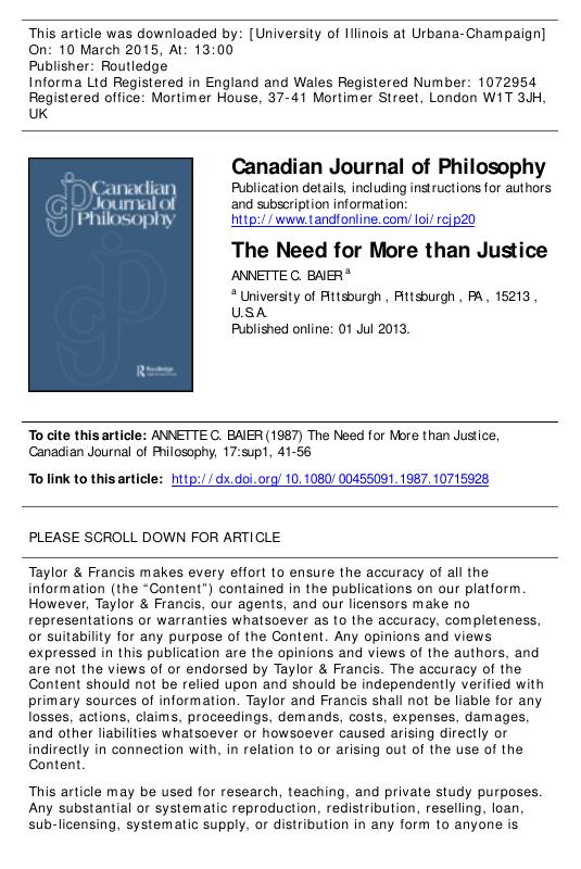 The Need for More than Justice