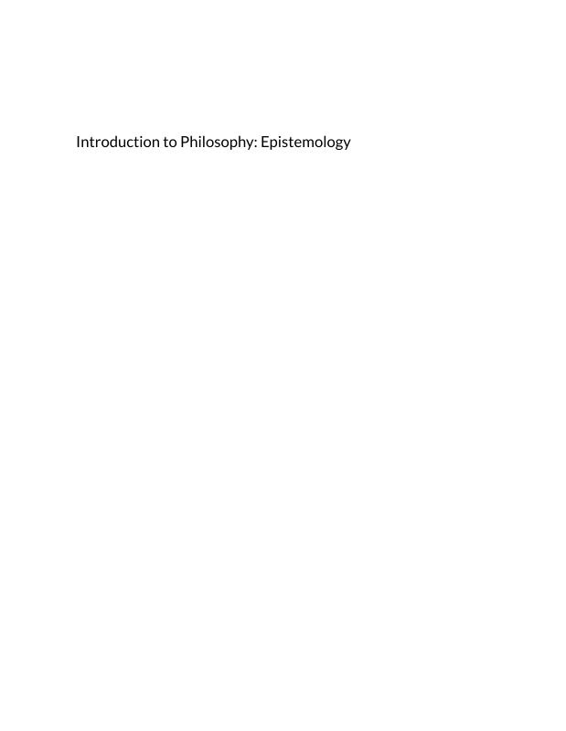 An Introduction to Epistemology (Introducing Philosophy, 4)