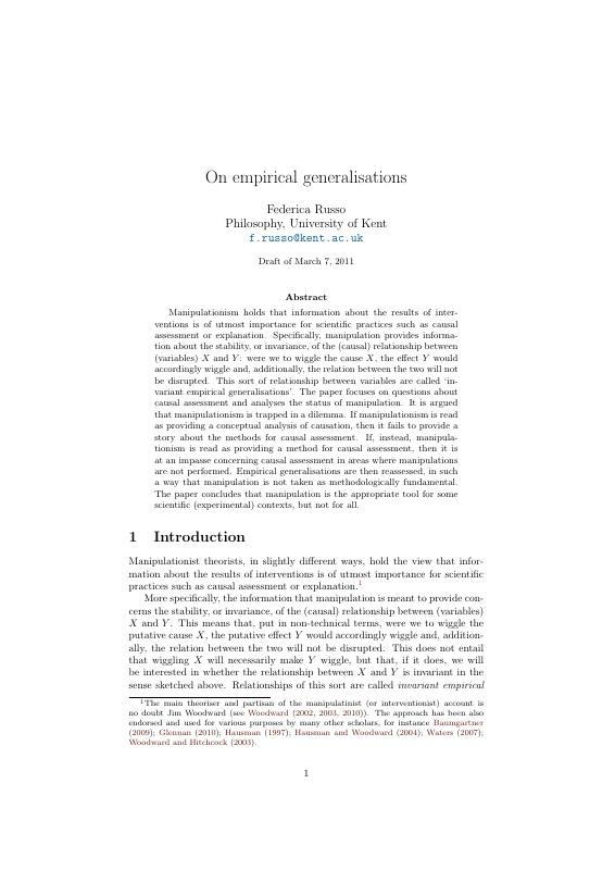 Empirical Generalisations, Theory, and Method
