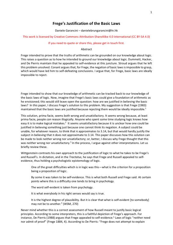 Frege's Justification of the Basic Laws