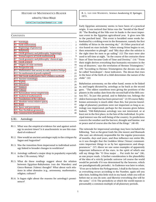 History of Mathematics Reader
