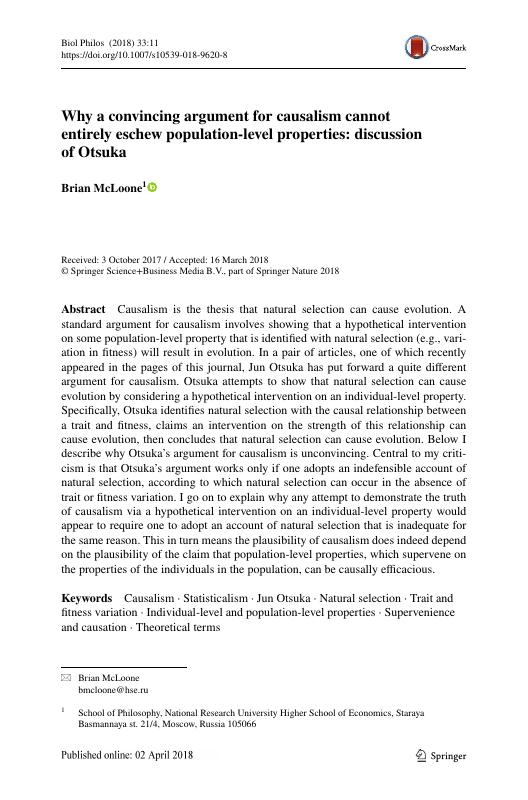 Why a convincing argument for causalism cannot entirely eschew population-level properties: discussion of Otsuka