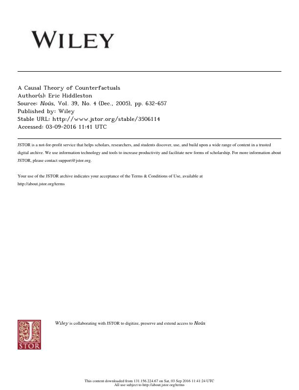A Causal Theory of Counterfactuals