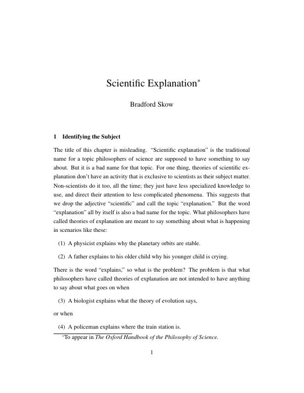 Scientific Explanation