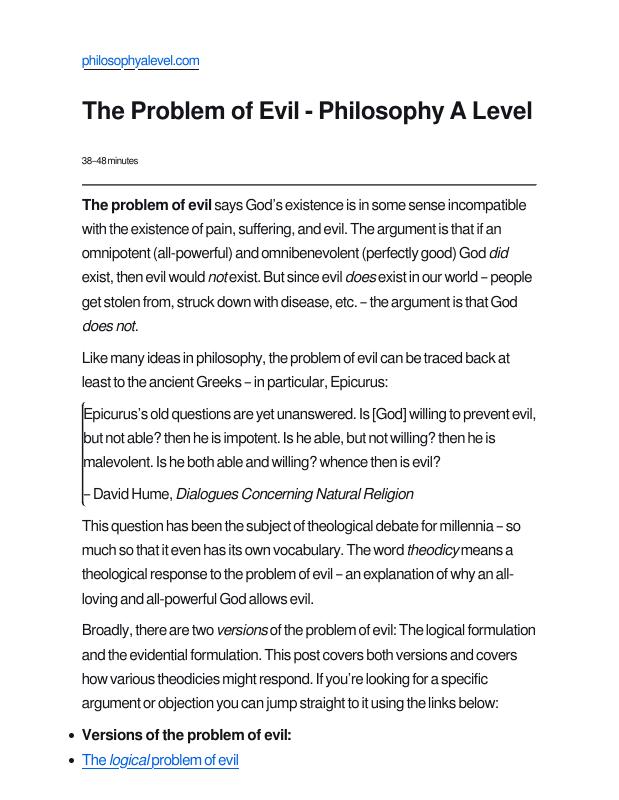 Experimental Philosophy of Religion: Problem of Evil