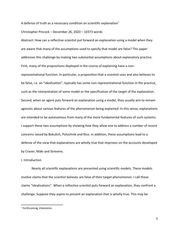 A defense of truth as a necessary condition on scientific explanation
